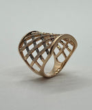 "Basketweave" Rose gold ring with diamonds by Kupfer Design