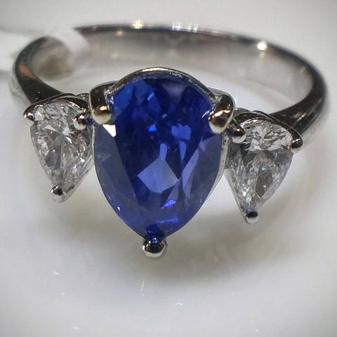 Kupfer Jewelry Kupfer Jewelry Design Natural Sapphire and Diamond White Gold Ring - Kupfer Jewelry - 1